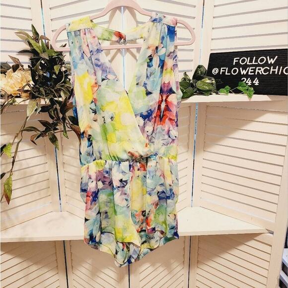 PARKER SIZE SMALL MULTICOLOR FLORAL ROMPER - Picture 1 of 7